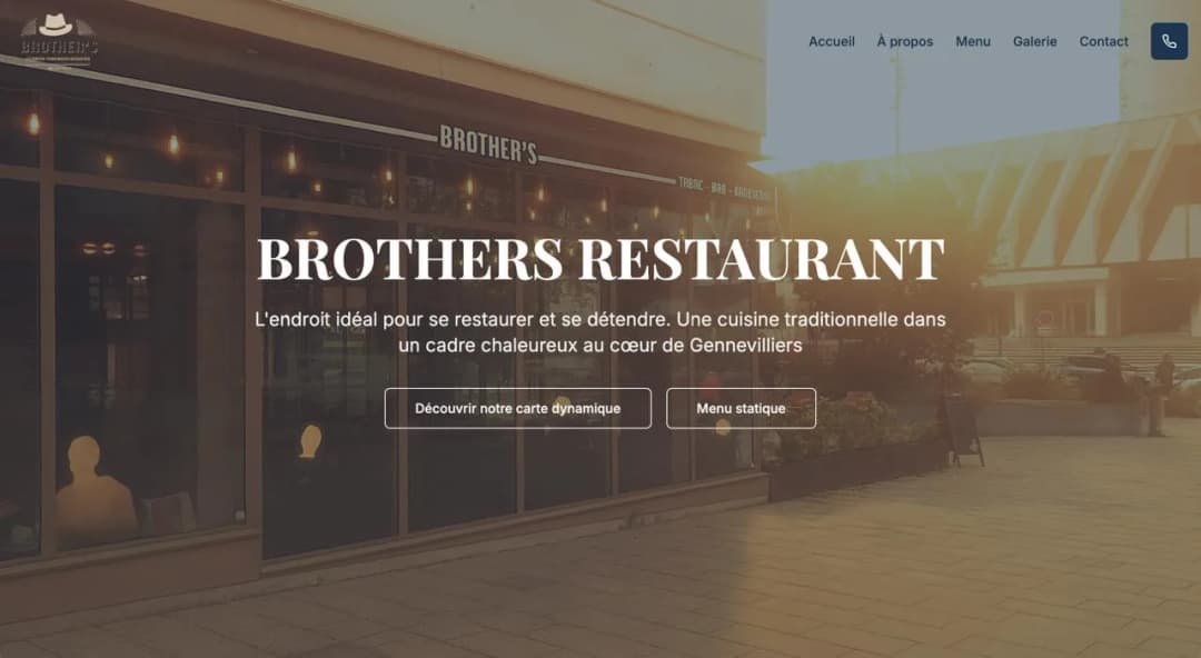 Capture d'écran du projet : Brothers Restaurant