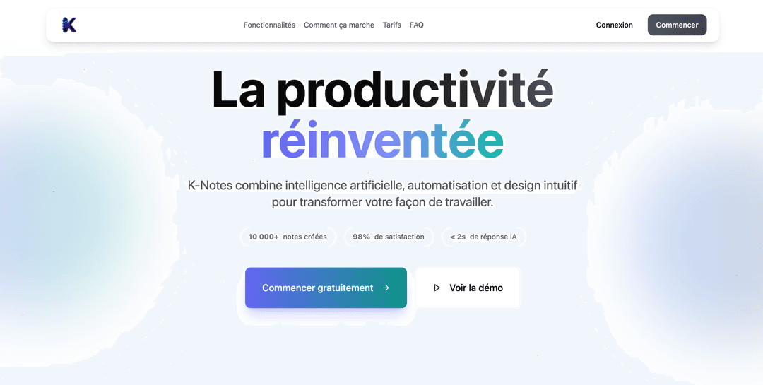 Capture d'écran du projet : K-Notes — knotesai.com
