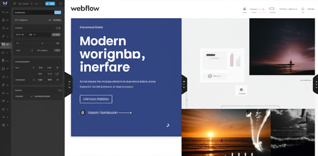 Interface de design Webflow moderne